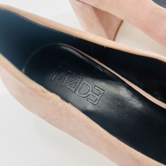 M4DE Pump Pink Suede Leather Slip On Block Heel Pointed Toe Womens Size 9.5 - Picture 7 of 9